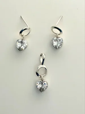 Set Silver Zircone Hearts