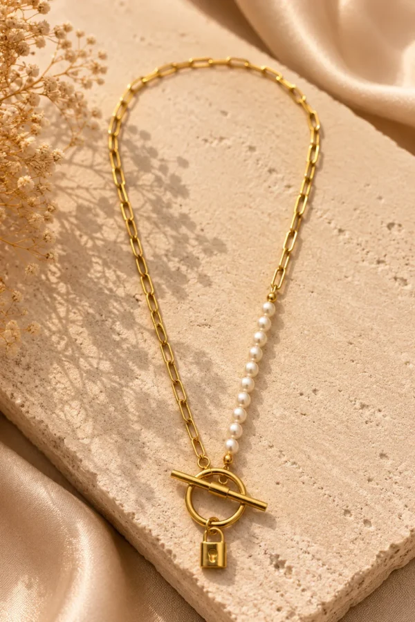 ChatGPT Image Jul 1, 2026, 05_34_01 PM Pearl Hook Lock Chain Necklace