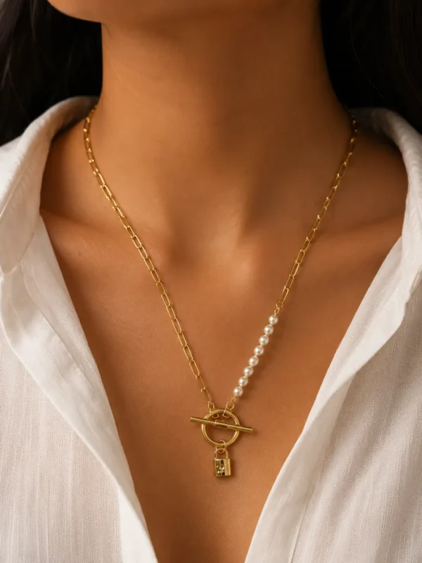 ChatGPT Image Jul 1, 2026, 05_35_41 PM Pearl Hook Lock Chain Necklace