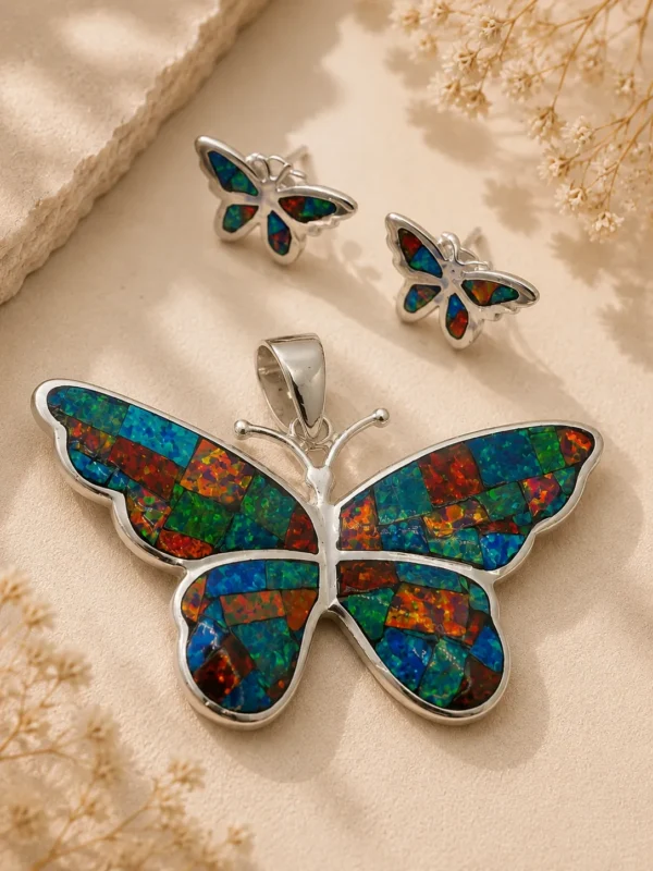 ChatGPT Image Jul 5, 2026, 06_47_03 PM Silver Green Opal Butterfly Jewelry Set