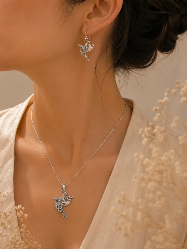 ChatGPT Image Jul 5, 2026, 06_55_29 PM Silver Turquoise Hummingbird Jewelry Set
