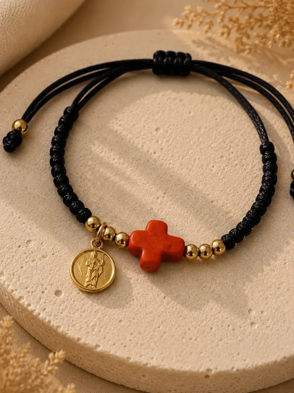 ChatGPT Image Jul 5, 2026, 07_46_35 PM Handmade Black String Cross Bracelet