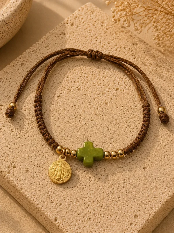 ChatGPT Image Jul 5, 2026, 08_36_31 PM Handmade Bracelet String Tan Cross Green