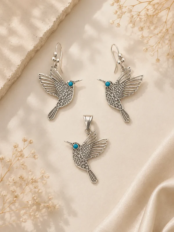 ChatGPT Image Jun 30, 2026, 10_22_59 PM Silver Turquoise Hummingbird Jewelry Set