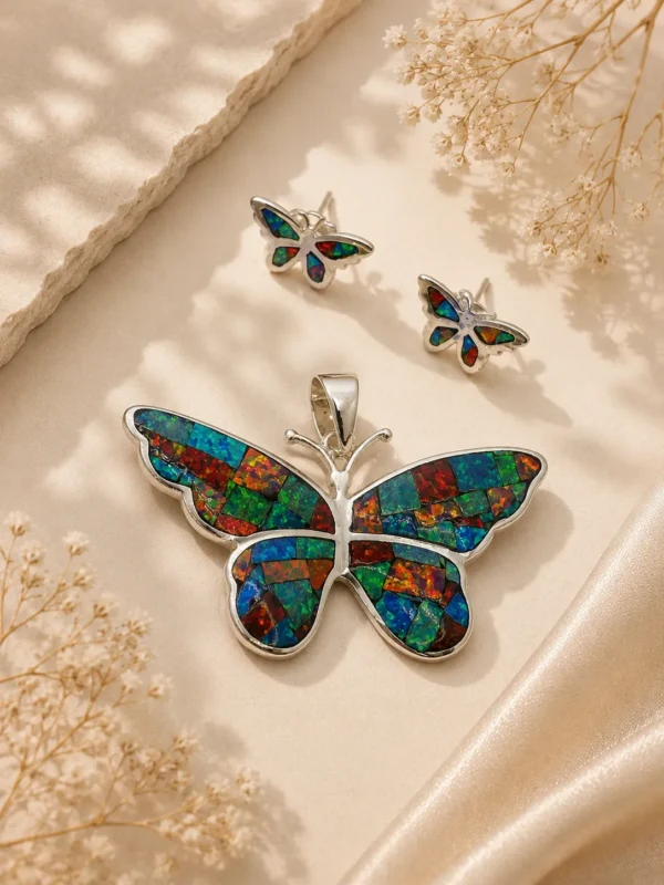 ChatGPT Image Jun 30, 2026, 10_24_29 PM Silver Green Opal Butterfly Jewelry Set