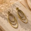 Double Oval Zirconia Drop Earrings