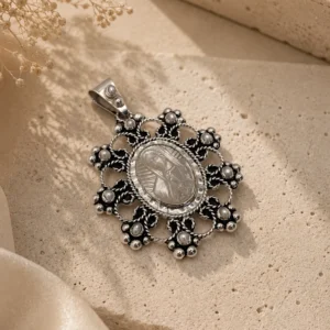 ChatGPT Image Jul 1, 2026, 05_06_38 PM Silver Virgin Mary Mother of Pearl Medal Charm