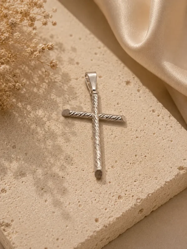 ChatGPT Image Jul 1, 2026, 05_09_54 PM Hammered Silver Cross Charm