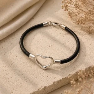 ChatGPT Image Jul 2, 2026, 06_17_54 PM Black Leather Heart Bracelet