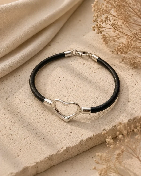 ChatGPT Image Jul 2, 2026, 06_17_54 PM Black Leather Heart Bracelet