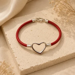 Red Leather Heart Bracelet