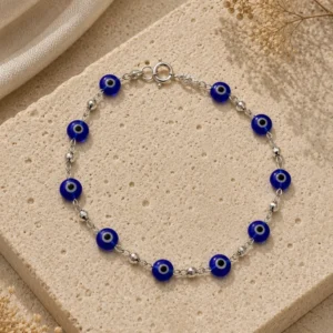 Silver Turkish Evil Eye Charm Bracelet