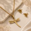 Golden Dragonfly Jewelry Set