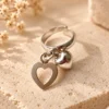 Two Hearts Adjustable Silver Ring